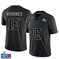 Mens Kansas City Chiefs Patrick Mahomes Black Limited Reflective Super Bowl Lvii Patch Jersey